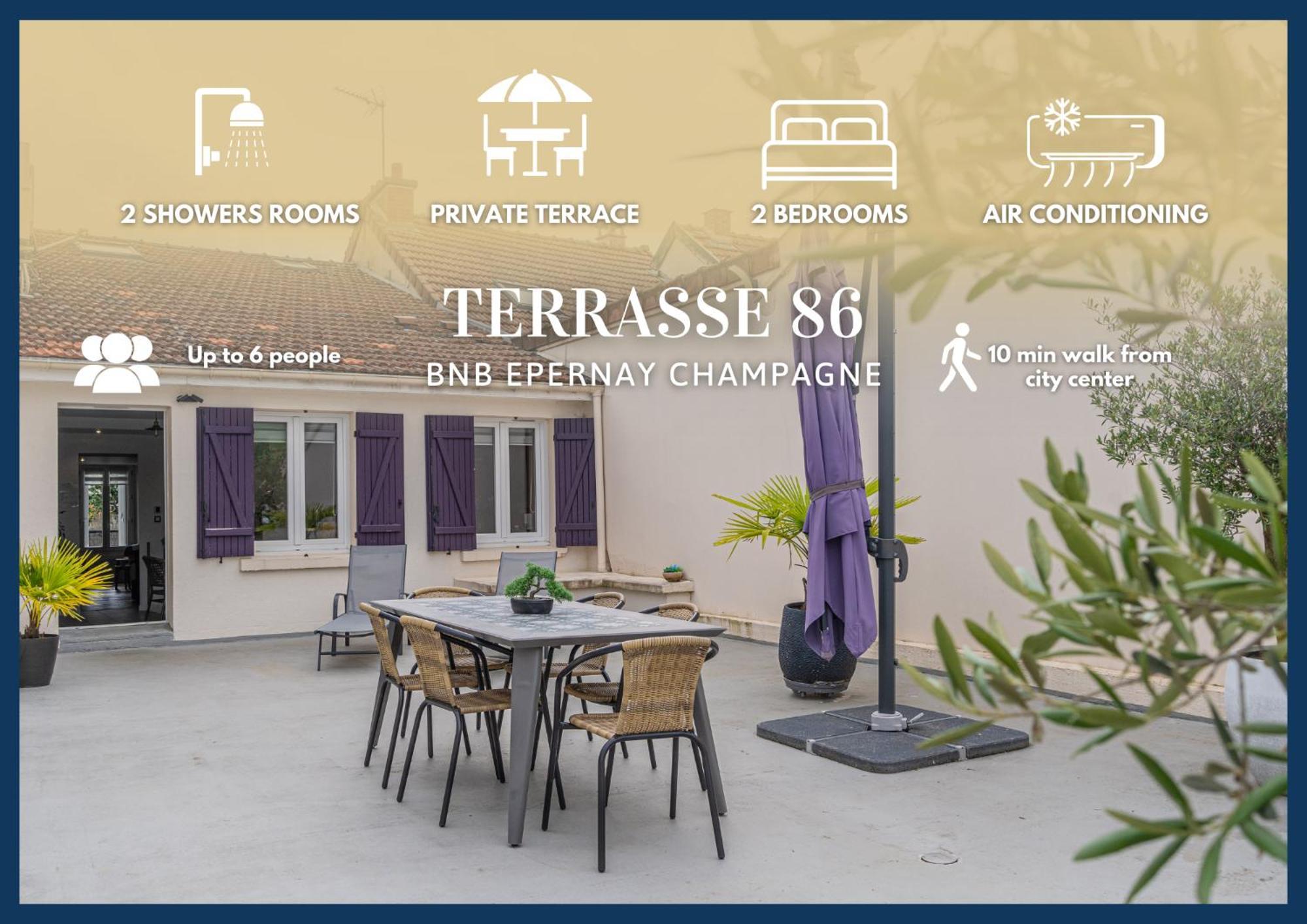 Terrasse 86 - Terrasse & Climatisation - 4-6 Personnes - Bnb Épernay Exterior foto